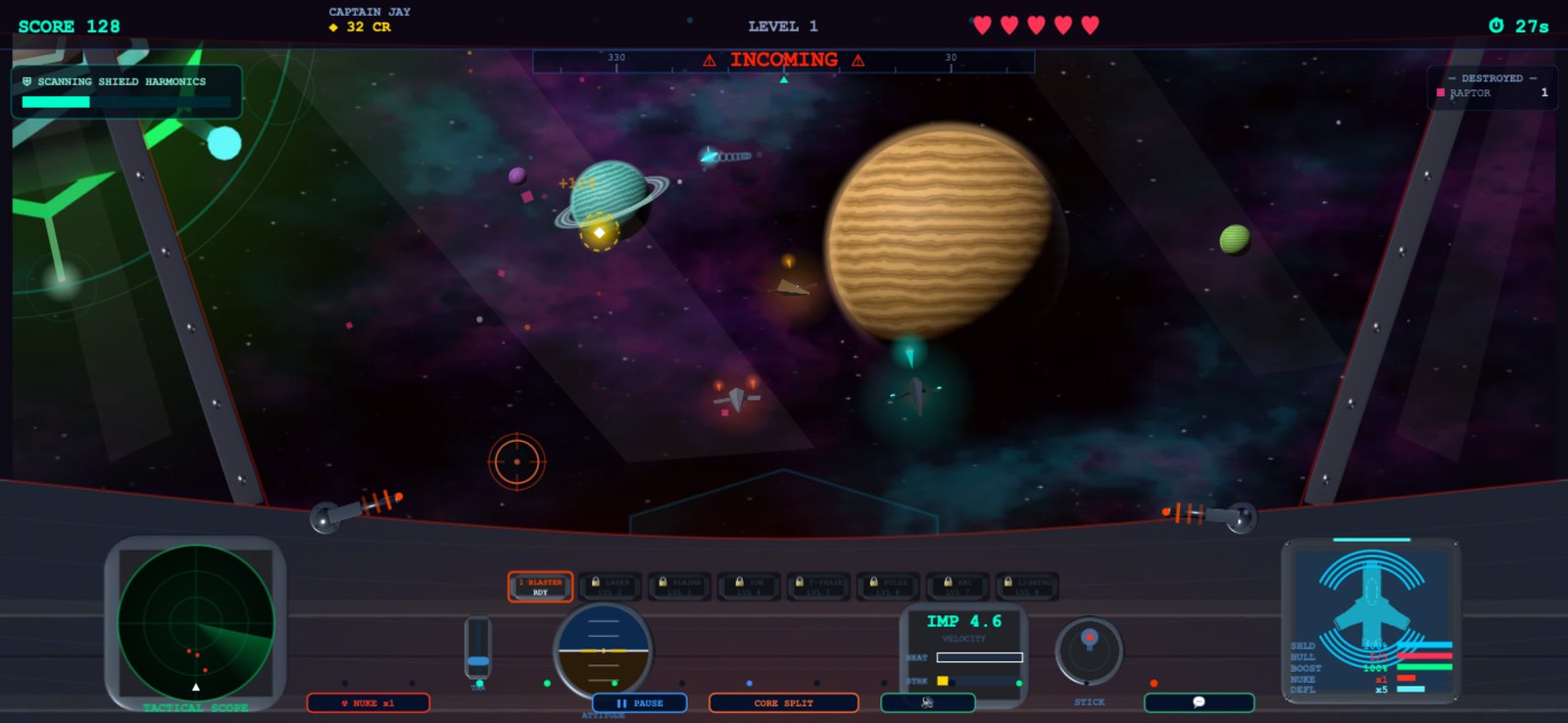 Cockpit mid-combat — weapons firing, a Wooktalon mothership on approach